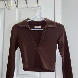 Aritzia XS Babaton Contour Brown Mocha cropped longsleeve